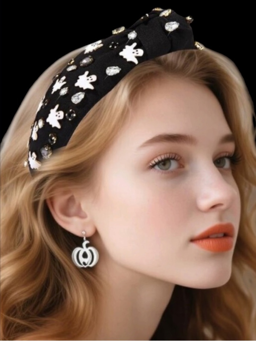 Gmmielda NWOT’s Black Ghost Embellished Headband. Halloween perfect!!